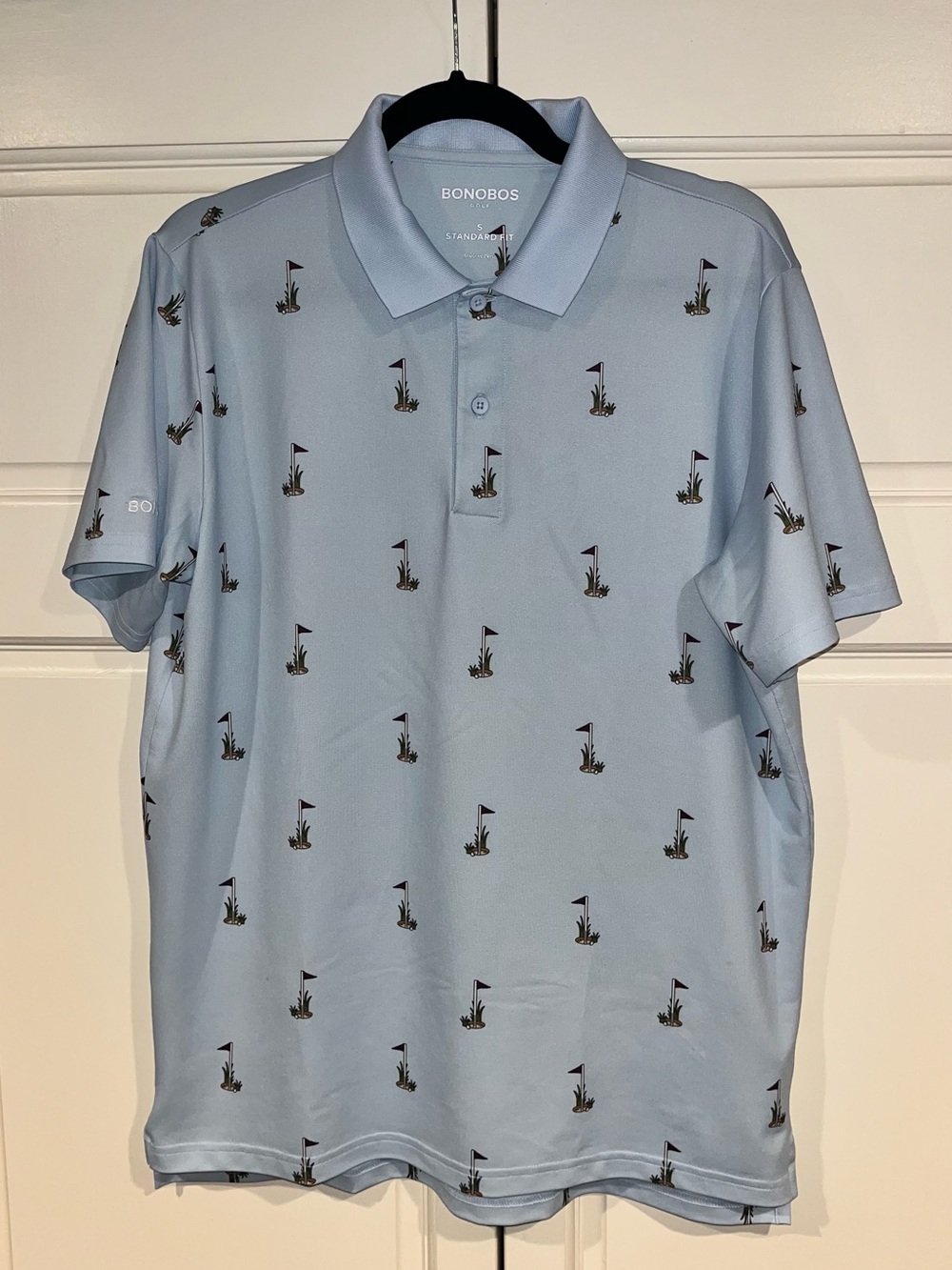 Bonobos Golf Light Blue Polo Flag Print - Size S
